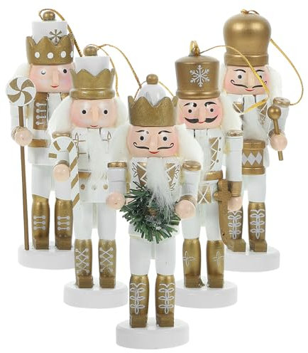 Homoyoyo 5stücke Weihnachtsdeko Holz-nussknacker Teiliges Handgefertigte Puppen Für Festliche Atmosphäre Zum Hängen Und Dekorieren Von Zuhause Büro Restaurant Und Mehr