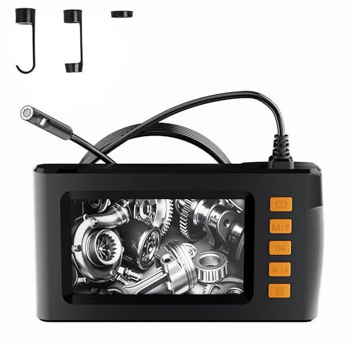 Endoscopio Industrial Profesional 5m - Cámara de Inspección IP67 con Doble Lente, Pantalla IPS 4.3 HD, Grabación de Fotos/Video, Tubo 8mm para Mantenimiento de Motores/Tuberías