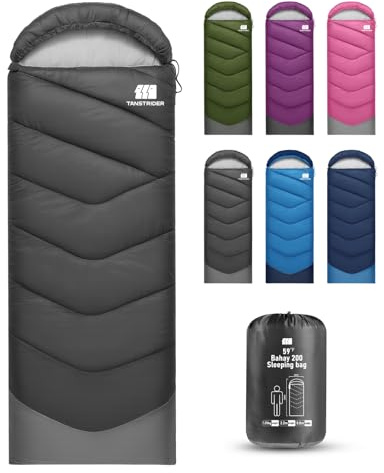 TANSTRIDER Sleeping Bags for Adults Teens, 4 Season Camping Sleeping Bag Waterproof,Machine Washable Backpacking Gear for Cool Weather,Outdoor Tent Hiking,with Compression Sack