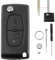 CE0523 For Citroen C3 Picasso C-Crosser C2 C3 C4 Aircross Dispatch C8 and Peugeot 308 207 307 3008 5008 807 Expert Partner 2 Buttons Car Key Fob Case with VA2 Blade Battery CR1620 Pin Removal Tool
