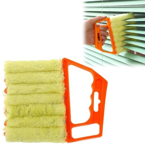 Blind Cleaner, Blind Duster Venetian Blind Cleaner Tool with 7 Roller System Deep Cleaning for Vertical Windows Blind Cleaners for Wooden Blinds Plastic Blinds and Air Conditioner (orange)