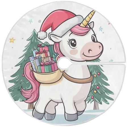 Base per albero di Natale da 89 cm, morbida decorazione per albero di Natale con unicorno