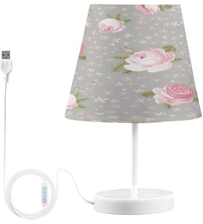 Mnsruu Lampes de table de chevet avec ports USB, roses pâles, lampes de bureau pour chambre à coucher, salon, bureau, S