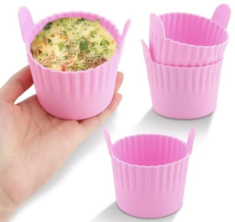 JasCherry Set 6 rastrelliere riutilizzabili in silicone per friggitrice ad aria Antiaderente vassoio stampi uova, muffin