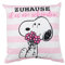 United Labels The Peanuts Snoopy Kissen, Kopfkissen 40x40 cm, Rosa Weiß, Sofakissen Zuhause ist es am schönsten, Dekokissen für Fans