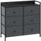 WOLTU Kommode mit Schubladen, Schrank mit 6 Stoffschubladen, Aufbewahrungsschrank Sideboard für Schlafzimmer Wohnzimmer Flur, Metallrahmen, Industrial Stil, Schwarze Holzoptik+Dunkelgrau, SSK010szdg