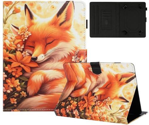 TEDTIKJT Coque pour Tablette Universel 7 Coque Housse PU Cuir Flip Support Protection Peint Motif étuis pour Universel 7 Coque,Le Renard Qui dort