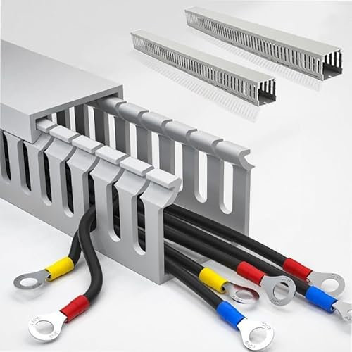 kabelkanal installationskanal 2er-Set PVC-Kabelkanal grau RAL mit Deckel Schwer entflammbarer Elektro-Installationskanal Für Industrieanlagen & Maschinenbau(BxH:30x30 mm)