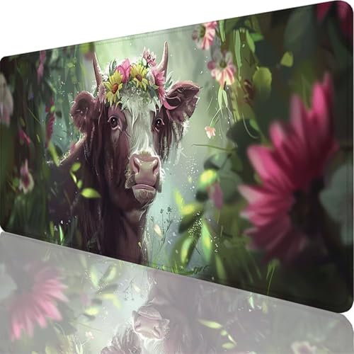 Mauspad Grün Mauspad XXL 1600x800x3 mm XXL Mousepad Ochse Mousepad Gaming Zubehör mit Vernähten Kanten Design, Waschbares Mouse Pad Wasserdicht und Langlebig für Maus und Tastatur, Office Deko 44-Xt
