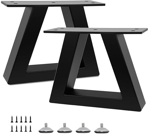 Y-CFHFC 6 Inch Trapezoid Metal Table Legs Heavy Duty Steel Furniture Legs for DIY Sofa, Couch, Bench,Stool,Coffee Table,End Side Cabinet Feets (Set of 2, Black)