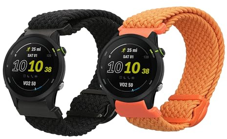 kwmobile 2x Uhrenarmband für Garmin Forerunner 255/255 Music/Forerunner 970 / Venu 3 Armband - Fitnesstracker Band Set aus Nylon - Ersatzarmband Smartwatch