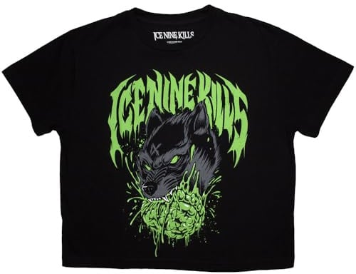 Rock Off officially licensed products Ice Nine Kills Wolf Band Logo Crop Top XXL Black