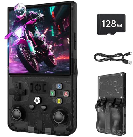 R36MAX Retro Handheld Game Console, 4.0 IPS Screen, 22,000+ Classic Games, 30+ Mainstream Emulators, 128GB TF Card, Open Source Linux System, 4000mAh Battery