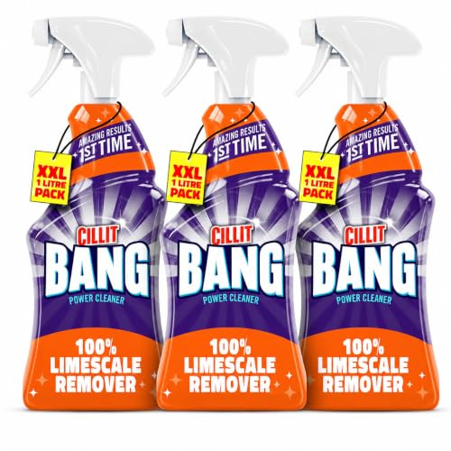Cillit Bang Limescale Remover, 1 Litre Each, Pack of 3, Use in Showers, Bathrooms, Kitchen, Removes Limescale, Grime & Rust