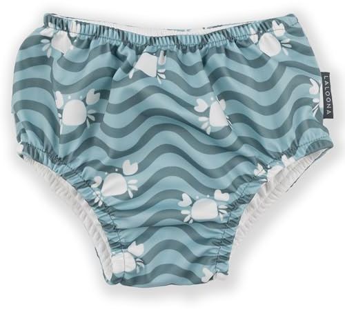 LaLoona Baby Schwimmwindel mit OEKO-TEX Standard 100 - Krabbe Grün - 74-80 | Wiederverwendbare Badewindel | schnelltrocknend und bequem für Pool und Strand