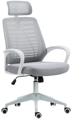 7H SEVEN HOUSE - Ergonomischer Schreibtischstuhl Taskmaster Pro, Kopfstütze, atmungsaktive Rückenlehne, verstellbare Höhe, neigbar, Lendenwirbelstütze, Armlehnen und Räder, Schwarz/Dunkelgrau/Hellgrau
