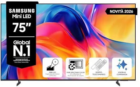 Samsung Smart TV 75 UE75M72HAUXZT Mini LED 4K, HDR 10+, Motion Xcelerator 50Hz, Dynamic Sound Pack, Gaming Hub, Pure Spectrum Color, Knox Security, Voice Control with AI(VAC), Vision AI, 2026