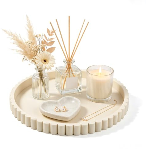Deko Tablett Rund 23cm Silikon Beige Dekoteller Dekotablett Badezimmer Deko | Rutschfestes Silikon, Deko Home, Schmuckschale, Badezimmer Tablett, Wohn-& Schlafzimmer Deko, Dekotablett, Dekoteller, Rund