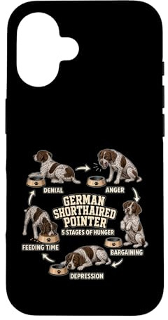 Carcasa para iPhone 16 Puntero alemán 5 etapas del Hambre Divertido Regalo para Amantes de los Perros