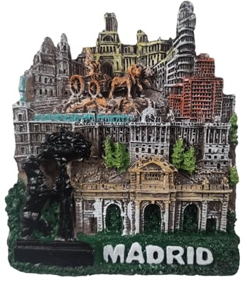 Kühlschrankmagnet Spanien Madrid - Cybelbrunnen, Puerta de Alcalá und Bärenstatue - 3D-Magnet Souvenir - Magnetische Sammlerstück - Geschenkidee Reise Kollektion L283