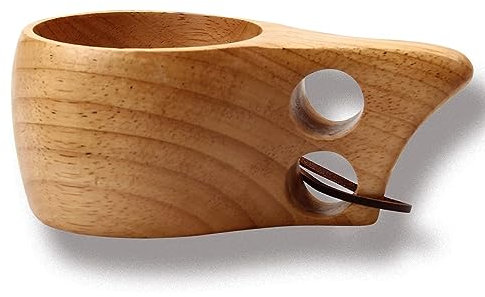 Mochiglory - Taza de madera hecha a mano estilo nórdico para acampada, senderismo, supervivencia, taza de té