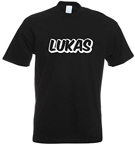 Kiwistar - T-Shirt - schwarz - Lukas Vorname Jungen Motiv Bedruckt Funshirt Design Print - mit Motiv Bedruckt - Funshirt Design - Sport - Freizeit - Herren - L