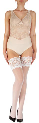 GIULIA 20 DEN sexy halterlose Strümpfe floral gemusterter, bereiter Spitzenband