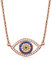 Blue Evil Eye Pendant Necklace Sterling Silver 925 in Rose Gold Adjustable Cable Chain 16/17/18