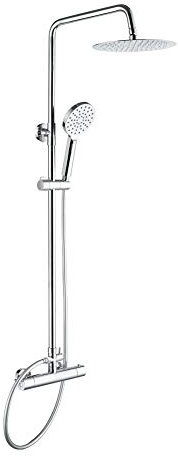 GRIFEMA Porto - Columna termostática ducha, sistema de ducha con alcachofa, rociador 25x25 cm, manguera y soporte, Cromo