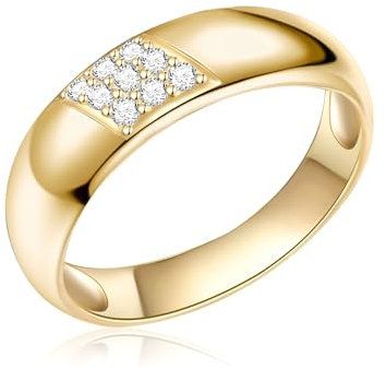 Rafaela Donata Damen Ring 925/- Sterling Silber gelbvergoldet mit Zirkonia weiß - Silberring Gold Bandring