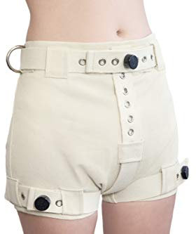 Schwere Ecru Shorts mit Segufix-Schlösser und Schlüssel, die Windel Entfernung unmöglich machen ABDL