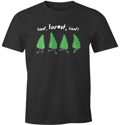 MoonWorks® Herren T-Shirt Fun-Shirt Spruch lustig lauf Forest lauf Baum Motive Parodie Filmzitat Ironie Wortspiel