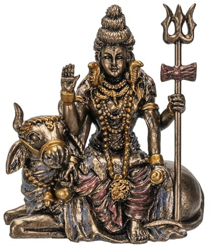 Pacific Giftware Lord Shiva Figur klein - Hindu Gott mit Heiliger Kuh Nandi Statue Resin