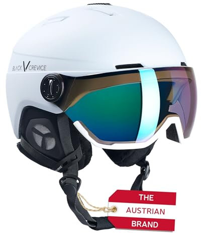 Black Crevice Skihelm Calgary mit Visier, White mat/Silver, S (51-54)…