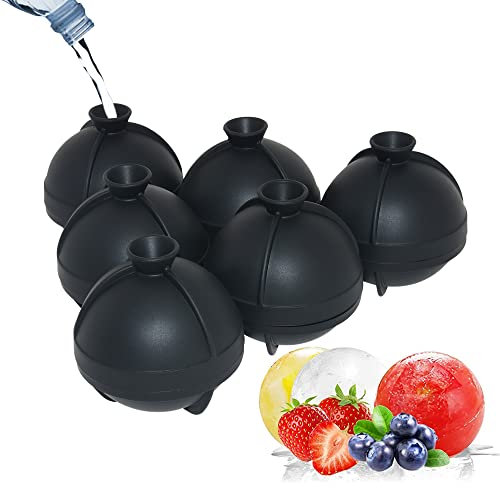 Aktualisiert Eis Ball Schimmel Kugel, Silikon Eis Runden Formen Groß Hersteller Tablett-6 x 6 cm,Perfekt für Whisky, Cocktail und jedes Getränk (6)