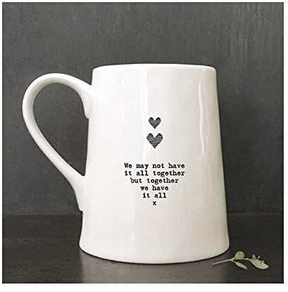 East of India Porcelain Mug - Heart & Kisses/We May Not