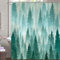 M&W DAS DESIGN Duschvorhang Wald im Nebel Baum Textil mystisch grün blaugrün Natur Ruhe Bergen Landschaft Vorhang Schimmelresistent Farbfest inkl. 12 C-Ringe Gewicht unten 180x200cm(BxH)