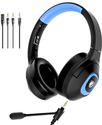 SADES Shaman Gaming-Kopfhörer, kompatibel mit Switch PS4, PS5, Xbox, PC, VR, Handy, 3,5 mm, Lernmodus, klein, bequem, Jugendliche, weiche Mikrofon
