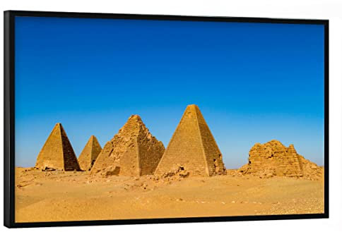 artboxONE Poster mit schwarzem Rahmen 60x40 cm Architektur Meroe im Sudan - Bild Pyramide Afrika Egypt