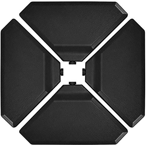 GOPLUS Pied de Parasol avec 4 Plaques, Base Remplie d'eau ou de Sable avec Poignée Ergonomique et Entonnoir Pratique, Support de Parasol avec Taille Compacte, pour Plage/Jardin, 66X41,5X10CM