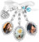 SAVITA 1 x Foto-Anhänger, Blumenstrauß, Hochzeit, mit 3 Fotorahmen, 3 ovalen Cabochons, Charm, Brautstrauß, Schmetterling, Strass, Perle, Anhänger in Form eines Hofes, für Brautdusche, Legierter