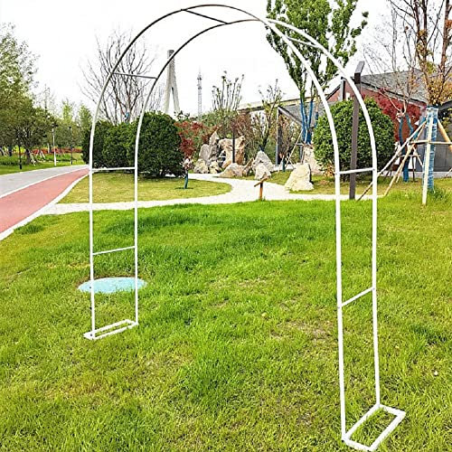 Verzinkt Rosenbogen Metall Pergola Rankhilfe Rankgitter Torbogen Für Kletterpflanzen Wetterfest Und Freistehend, Breit 120cm 150cm 180cm 200cm 210cm 230cm 240cm 250cm 280cm 300cm (W350xH220cm, Weiß)