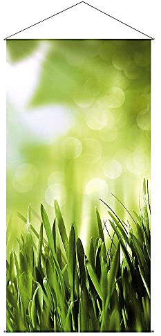 Baumwoll Banner,Frühlingsgras' 100 x 200 cm Deko-Banner Stoffbanner Dekoration Banner Wanddeko UV-beständig
