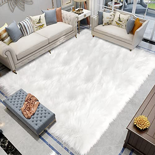 Latepis Teppich 200x300 Teppiche Gegend Wohnzimmer Teppich Fellteppich Schaffell Weiss Teppich Groß Teppich Shag Schlafzimmer Teppich