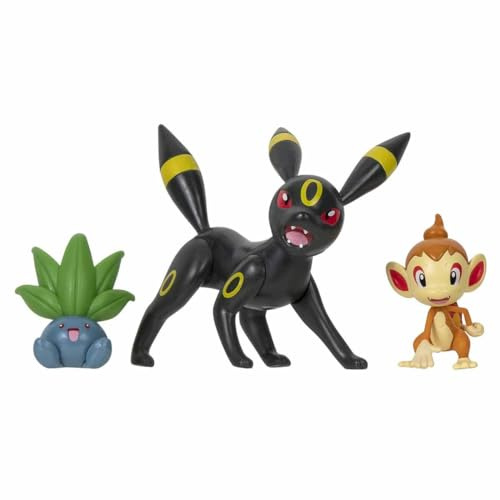 Pokemon 3er Set Kampffiguren - inklusive Chimchar, Oddish und 7,6 cm Umbreon (PKW2682)