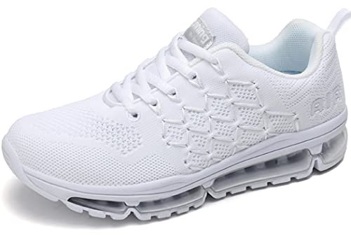 gojiang Scarpe da Ginnastica Uomo Donna Sneakers Scarpe da Corsa Sportive Casual Comode Leggero Respirabile Antiscivolo Jogging Fitness all'Aperto Camminata Scarpe Purewhite-42