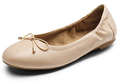 DREAM PAIRS Damen Ballerinas Schuhe Klassische Flache Ballerinas Damen Elegant mit Geschnürte Schleife,Size 38,Nackt,SDFA2310W-E