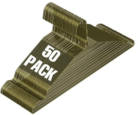 SPECILITE Wire Hangers 50 Pack, Metal Clothes Hanger Bulk 42.5cm -Bronze | Space Saving Metal Hangers,Anti-rust,Lightweight Ultra Thin Coats Hangers for Standard Size Suits, Shirts, Pants, Skirts