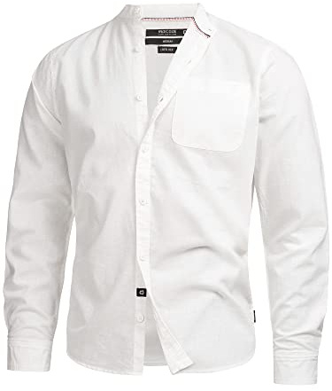 Indicode Herren INRaffi Langarmhemd aus Baumwoll-Leinenmix mit Brust-Tasche | Klassisches Herrenhemd aus 70% Baumwolle mit Brusttasche, Freizeithemd, Langarmhemd, Baumwollhemd, Casualhemd für Männer