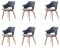 GrandCA HOME Juego de 6 Sillas de Cocina Nórdicas, Silla de Comedor con Patas de Madera Maciza, Sillas Tapizadas para Dormitorio, Sala de Estar, Cocina,Azul
